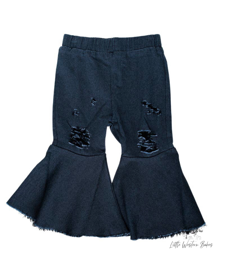 Dolly Pleated Denim Bell Bottoms (Baby)