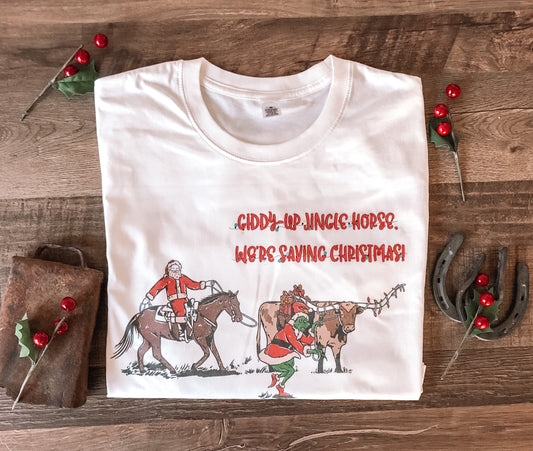 Giddy-Up Jingle Horse & The Grinch Tee (Adult)