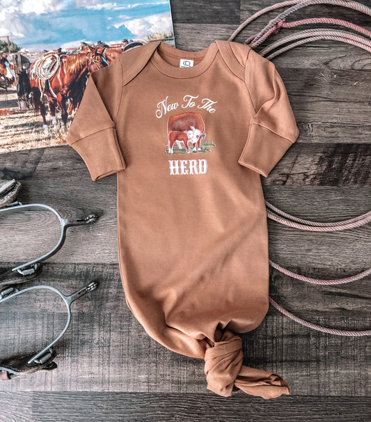 New To The Herd Hereford infant gown - ginger