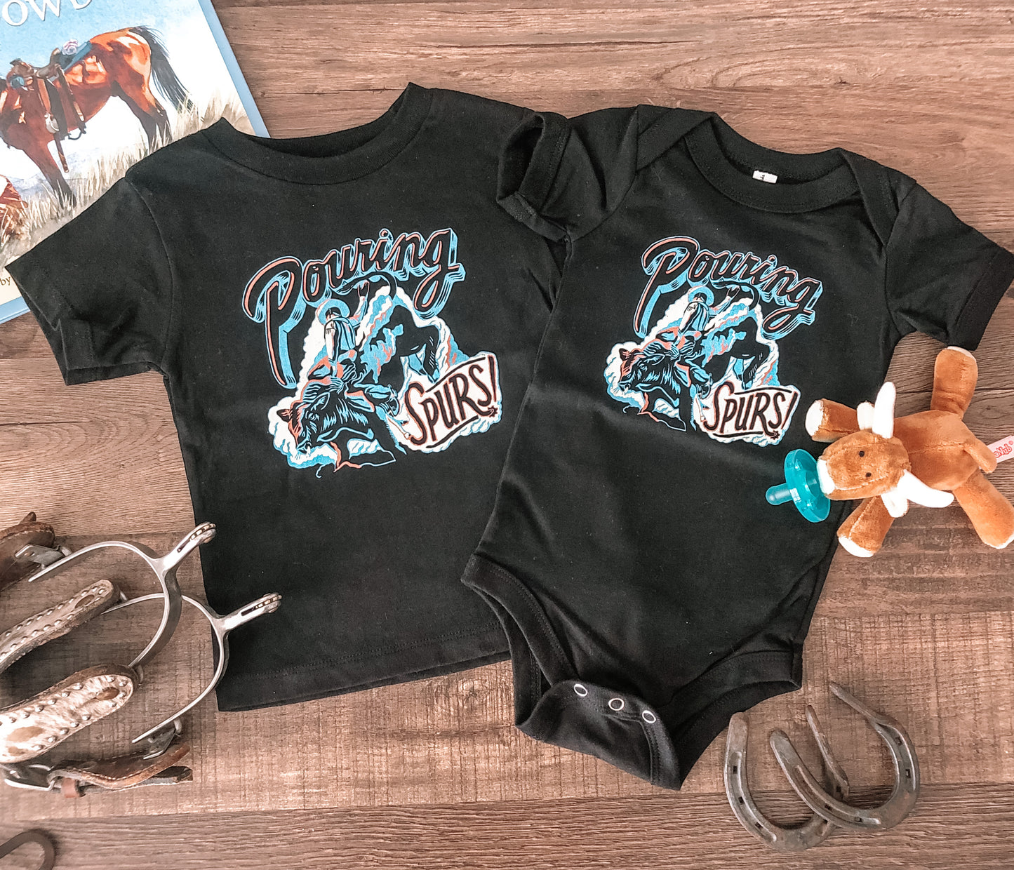 Pouring Spurs Bull Rider (Baby, Toddler, & Youth) - Black