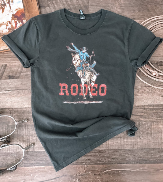 Rodeo Bronc Tee (Adult) - Faded Black