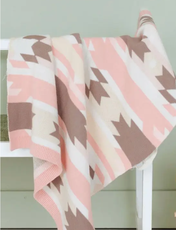 Pink Himalayan Aztec Baby Blanket
