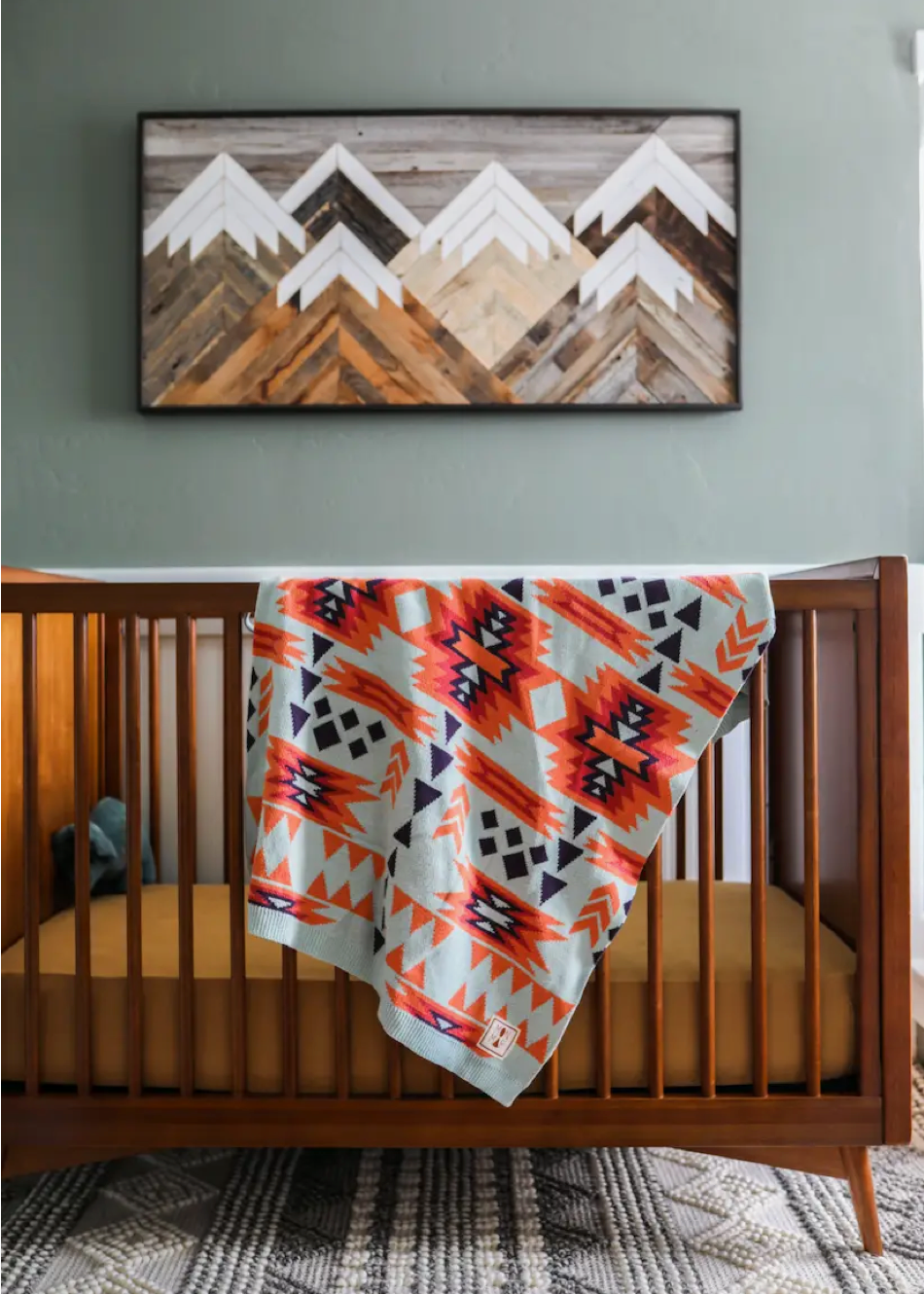 Orange Sunset Aztec Baby Blanket