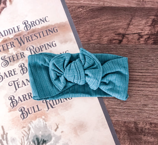 Steel Blue Knit Headband Bow