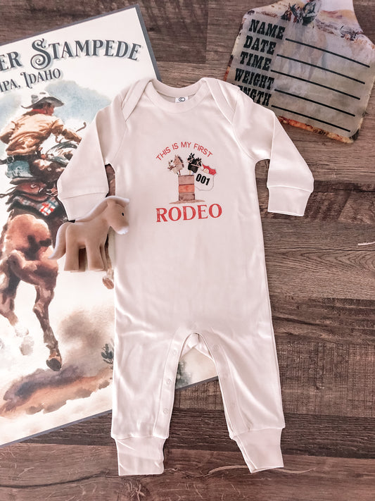 This Is My First Rodeo Romper (3-6M) - Natural