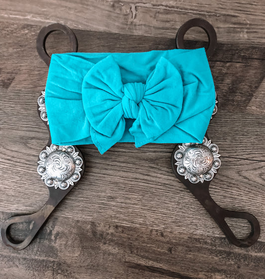 Teal Nylon Headband Bow