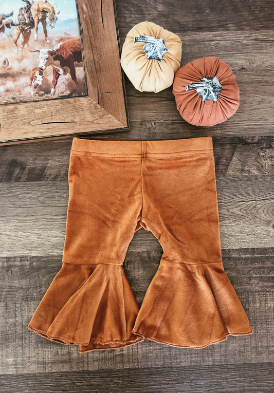 Camel Pleated Velour Bell Bottoms (Baby & Toddler)