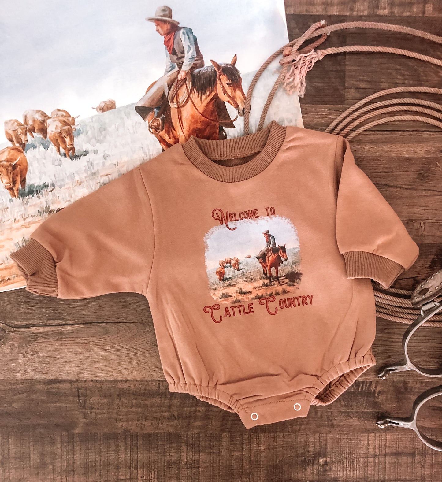 Welcome to Cattle Country Bubble Romper (Baby)