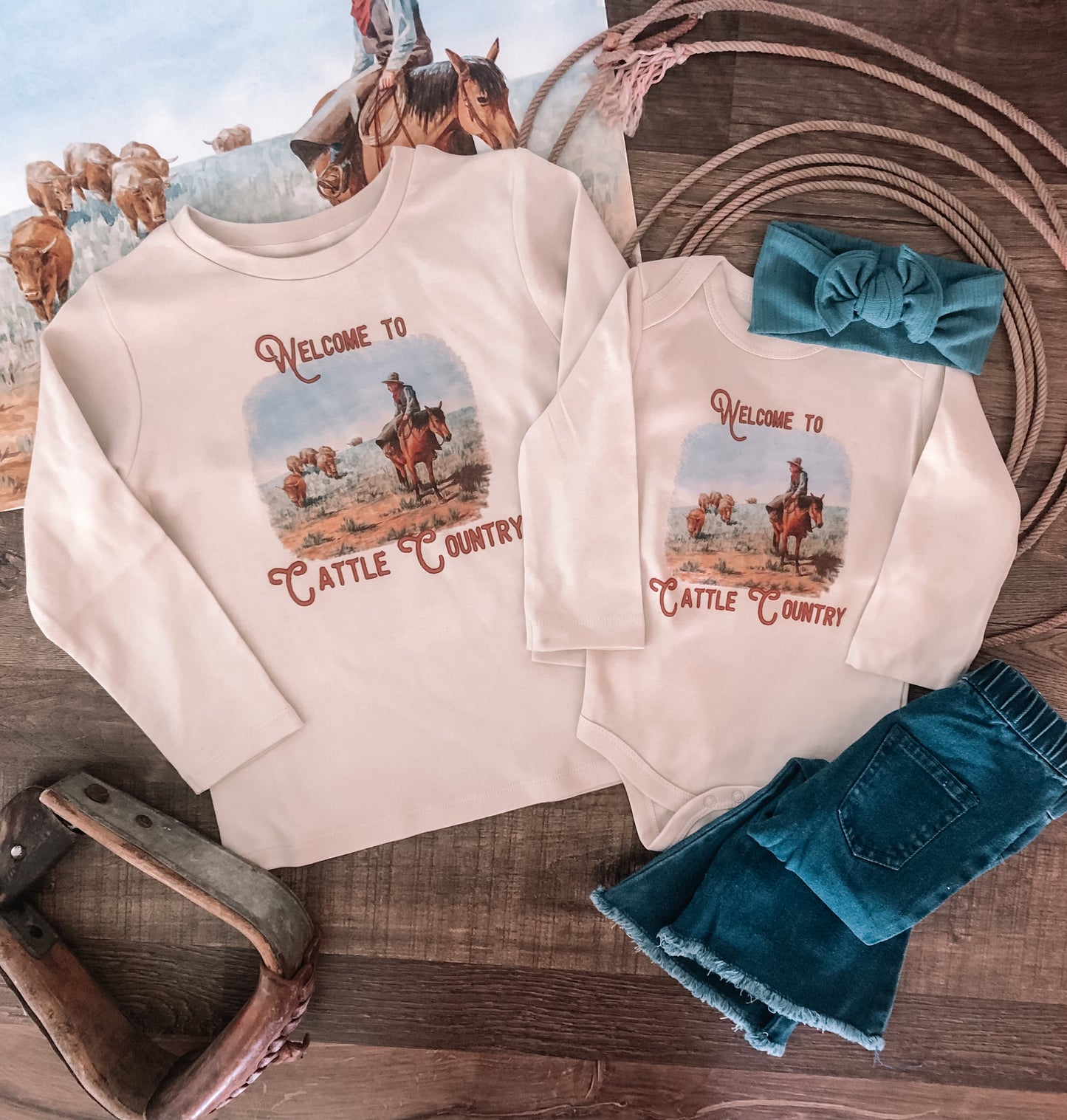 Welcome To Cattle Country Tee (Baby & Toddler) Short & Long Sleeve