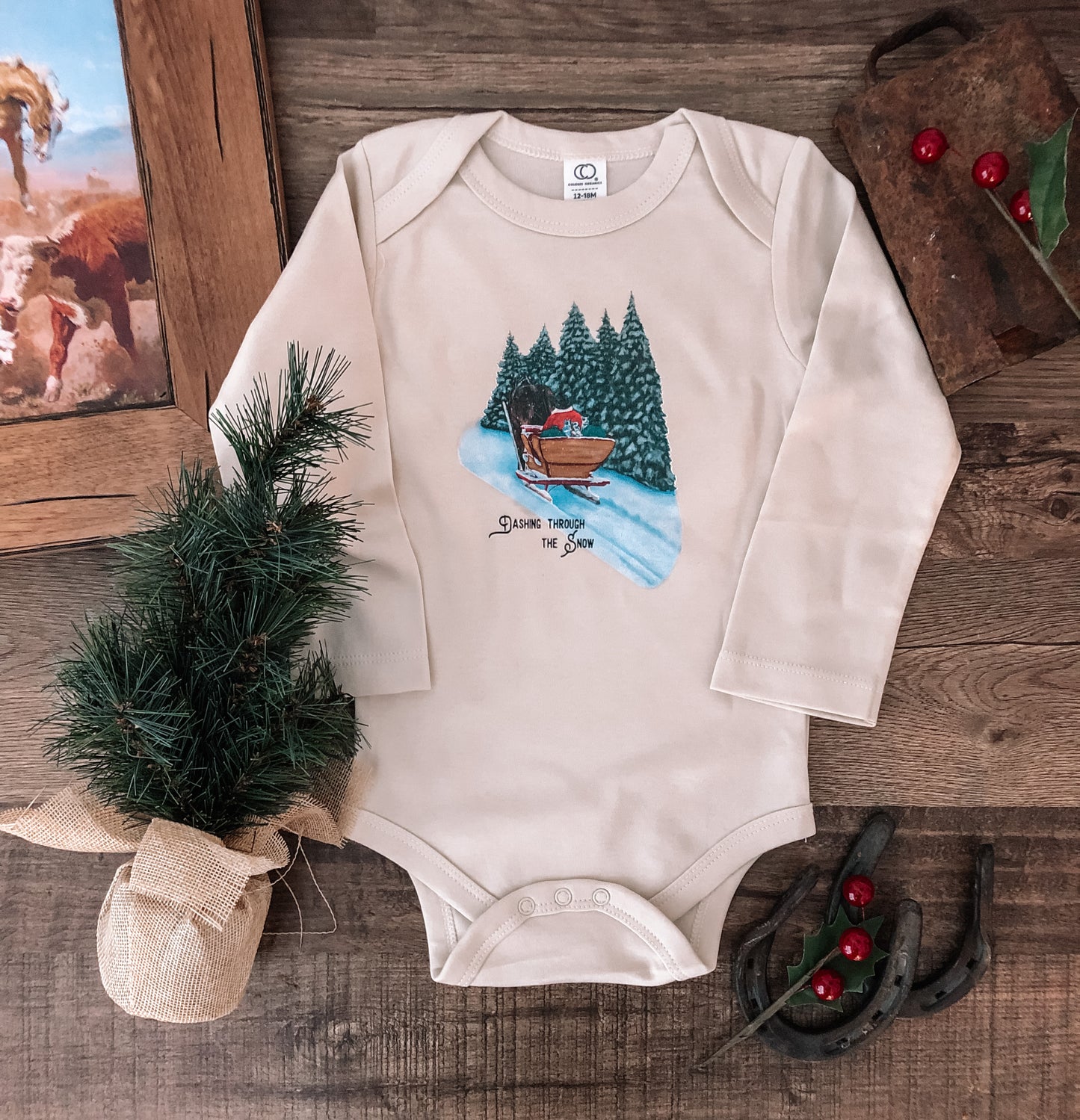 Dashing Through The Snow...With Cowpups In The Sleigh! (Baby, Toddler, & Youth) - Natural