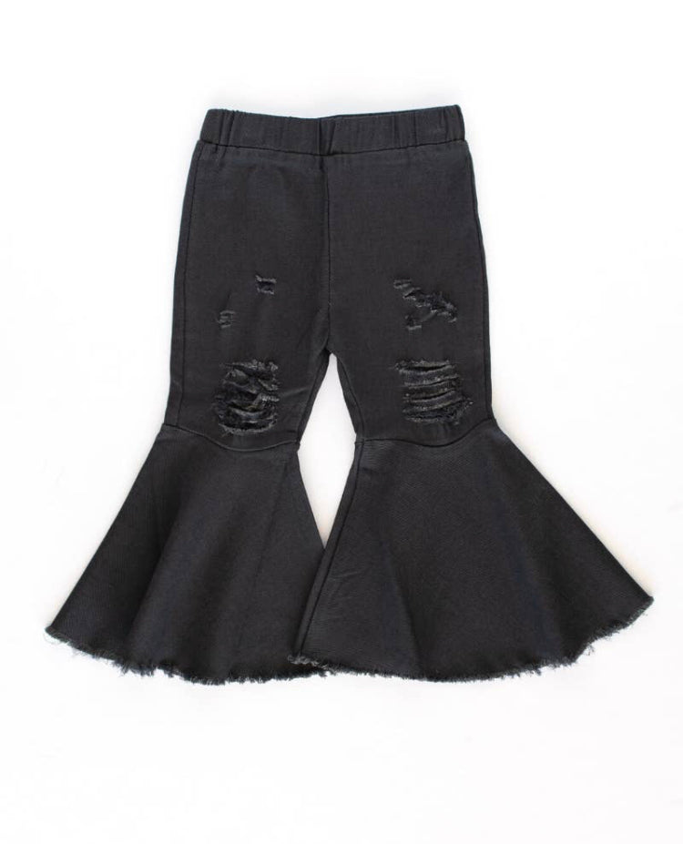 Dolly Distressed Black Denim Bell Bottoms (Baby)